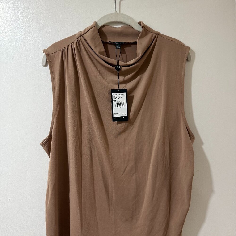 🏷 *NWT* 🤎 Adrianna Papell Sleeveless Mock Neck Blouse Top – Cocoa Brown (XL)